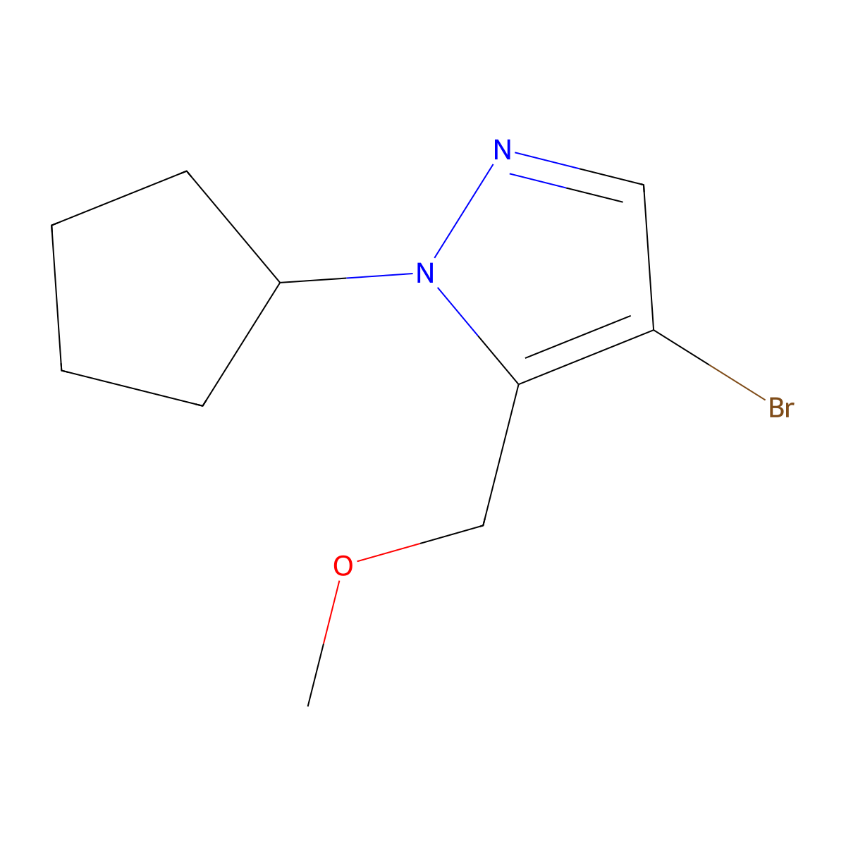 4-bromo-1-cyclopentyl-5-(methoxymethyl)-1H-pyrazole molecular structure, CAS 1856029-05-4