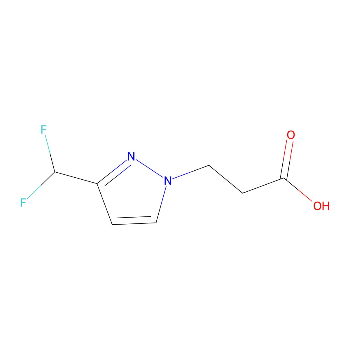 3-[3-(difluoromethyl)-1H-pyrazol-1-yl]propanoic acid molecular structure, CAS 1856030-27-7