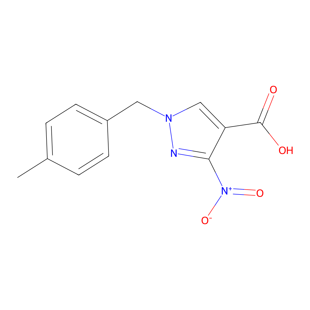 1-(4-methylbenzyl)-3-nitro-1H-pyrazole-4-carboxylic acid molecular structure, CAS 1856031-36-1