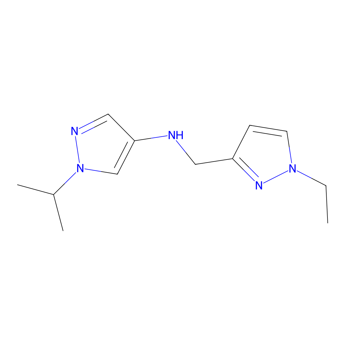 N-[(1-ethyl-1H-pyrazol-3-yl)methyl]-1-(propan-2-yl)-1H-pyrazol-4-amine molecular structure, CAS 1856031-57-6