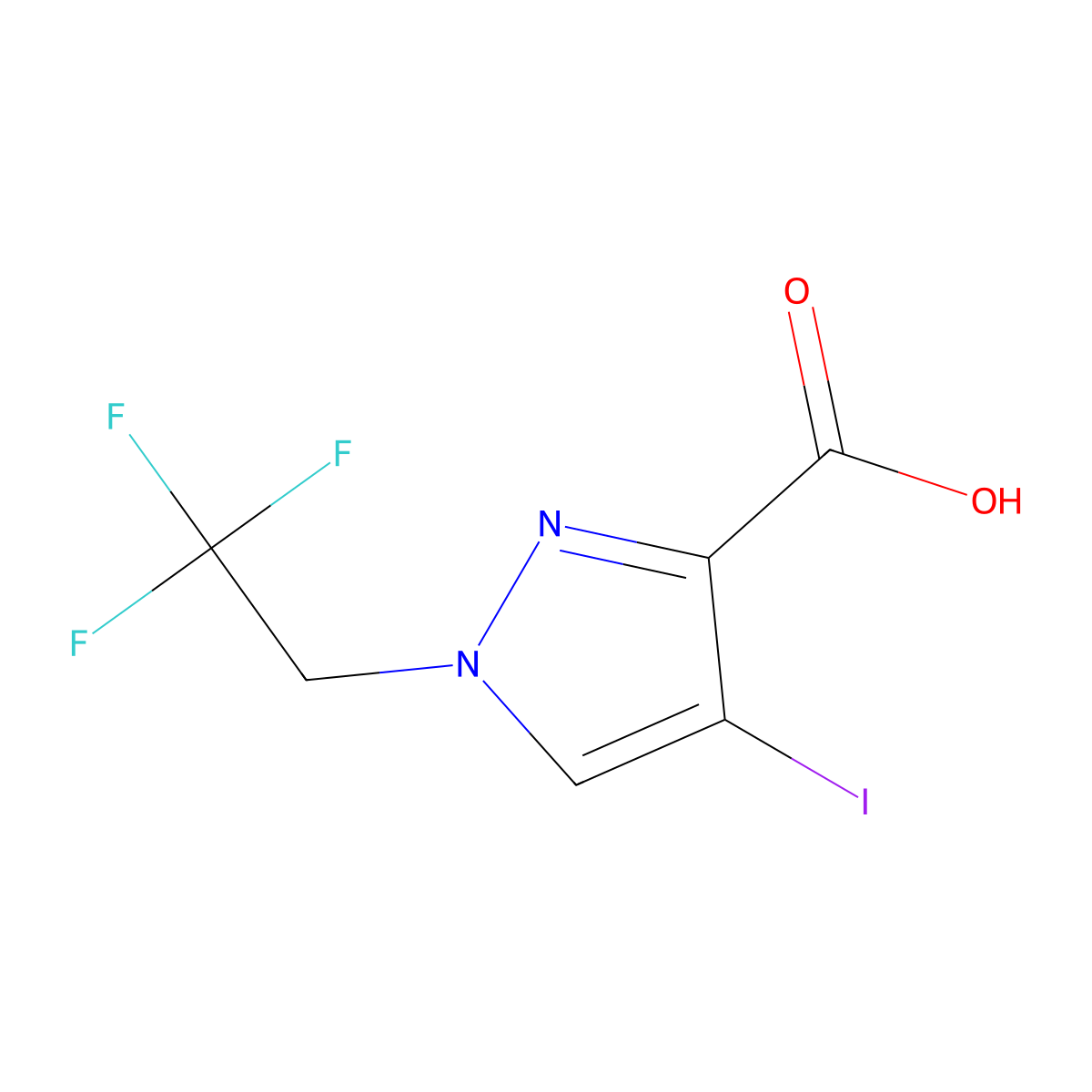 4-iodo-1-(2,2,2-trifluoroethyl)-1H-pyrazole-3-carboxylic acid molecular structure, CAS 1856032-48-8