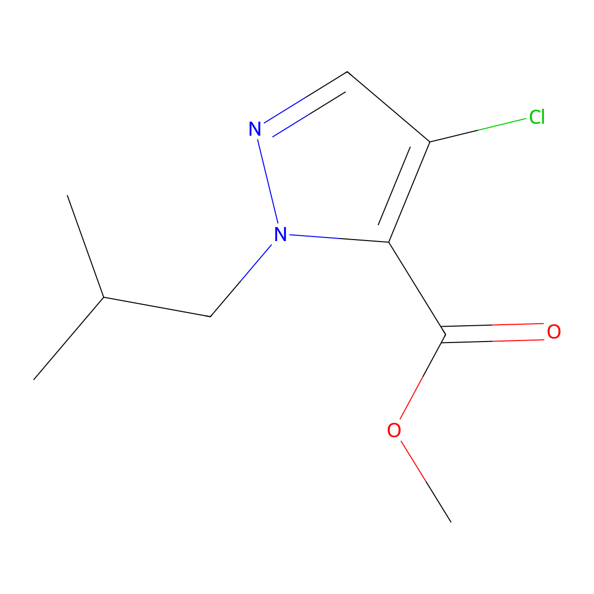 methyl 4-chloro-1-isobutyl-1H-pyrazole-5-carboxylate molecular structure, CAS 1856032-56-8