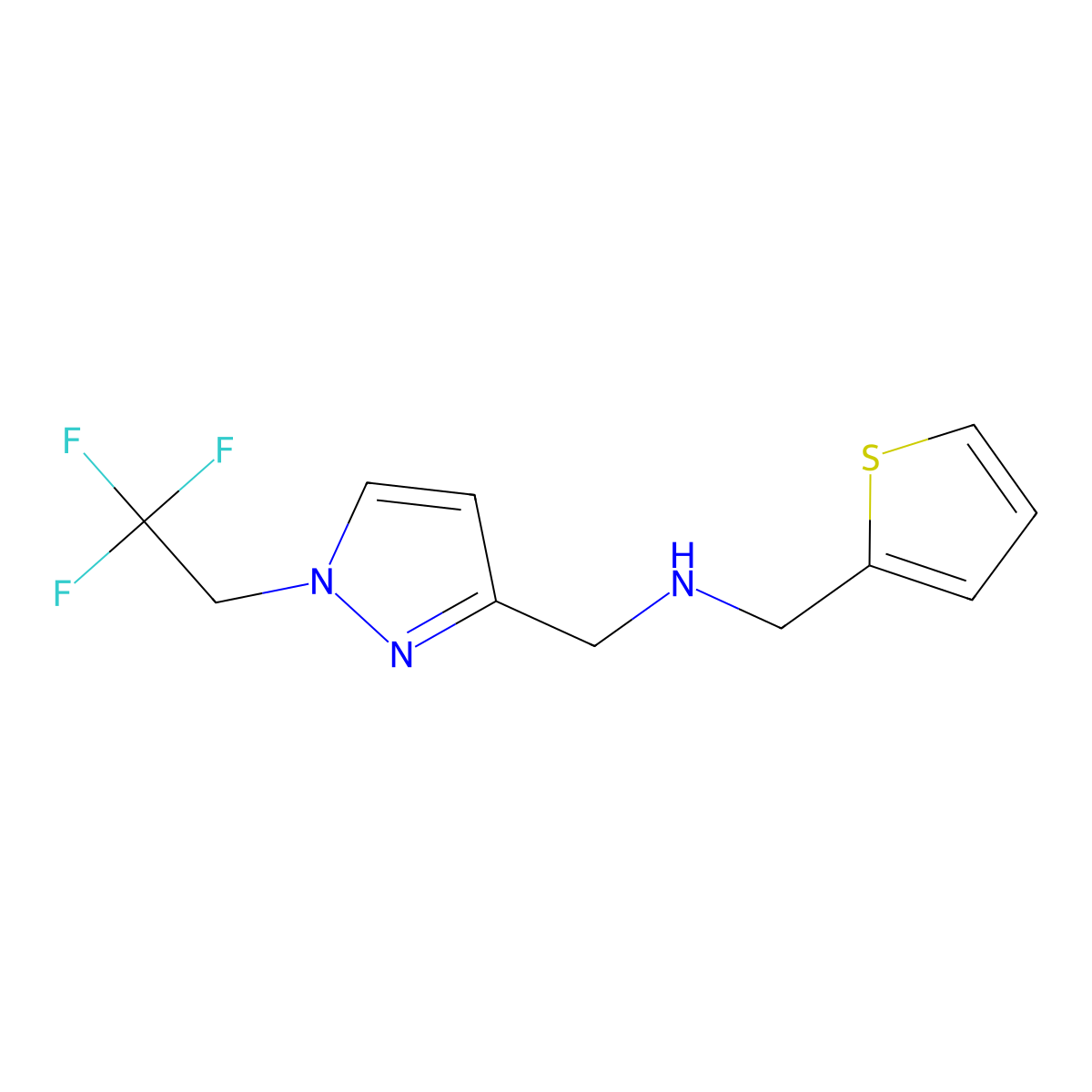 [(thiophen-2-yl)methyl]({[1-(2,2,2-trifluoroethyl)-1H-pyrazol-3-yl]methyl})amine molecular structure, CAS 1856032-67-1