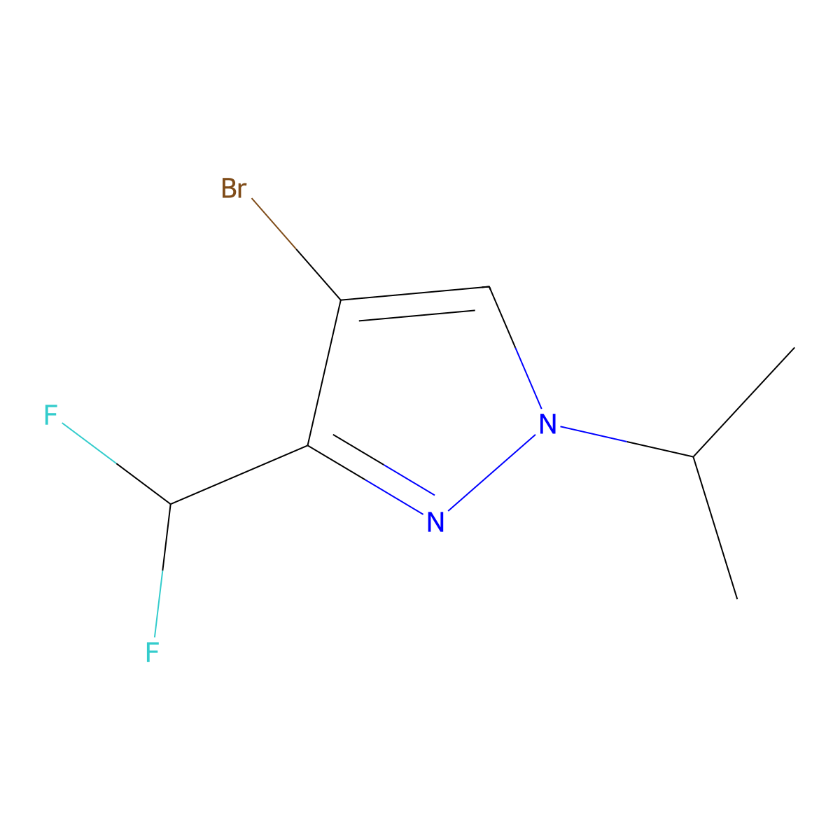 4-bromo-3-(difluoromethyl)-1-isopropyl-1H-pyrazole molecular structure, CAS 1856033-52-7