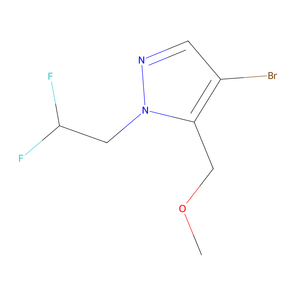 4-bromo-1-(2,2-difluoroethyl)-5-(methoxymethyl)-1H-pyrazole molecular structure, CAS 1856042-45-9