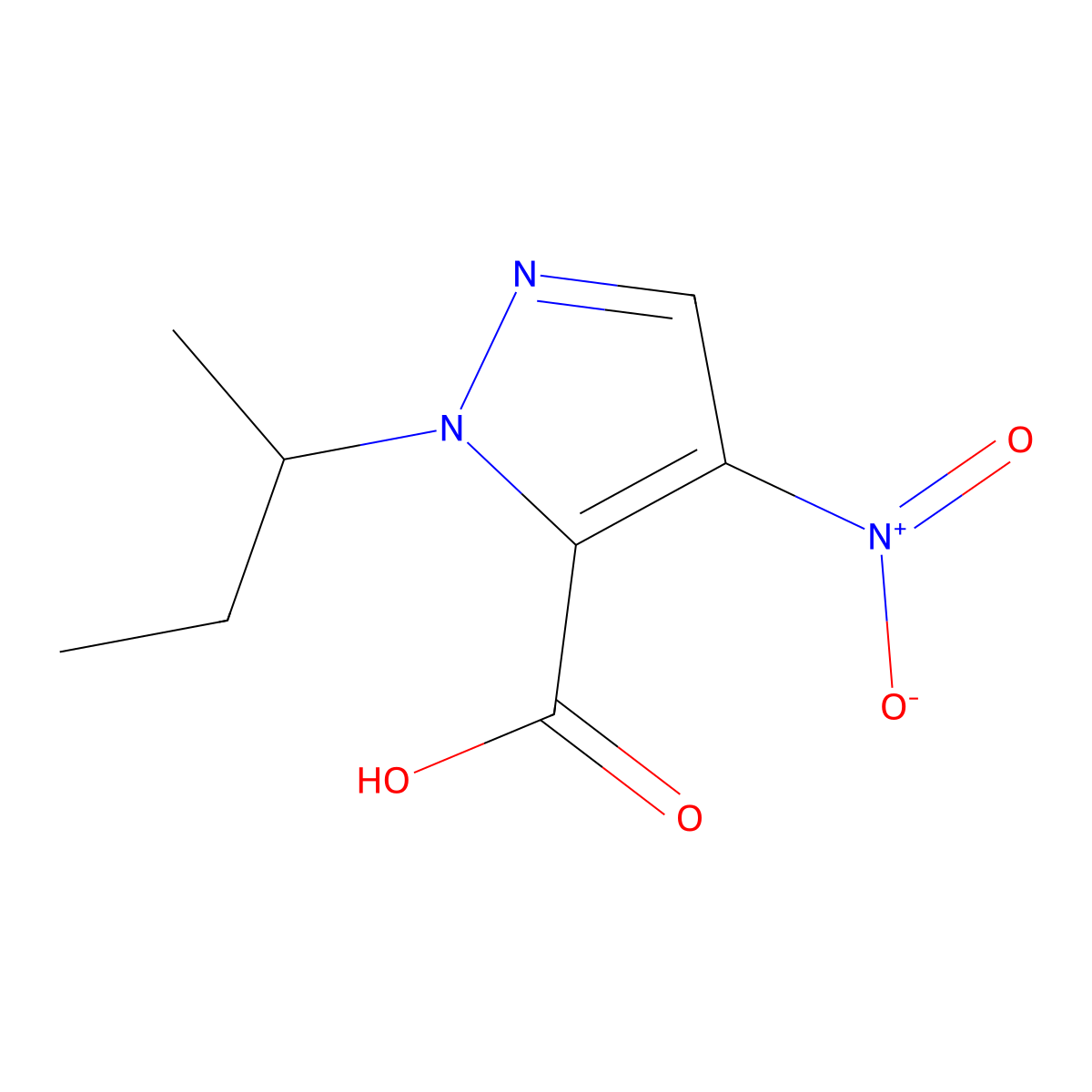 1-sec-butyl-4-nitro-1H-pyrazole-5-carboxylic acid molecular structure, CAS 1856043-64-5