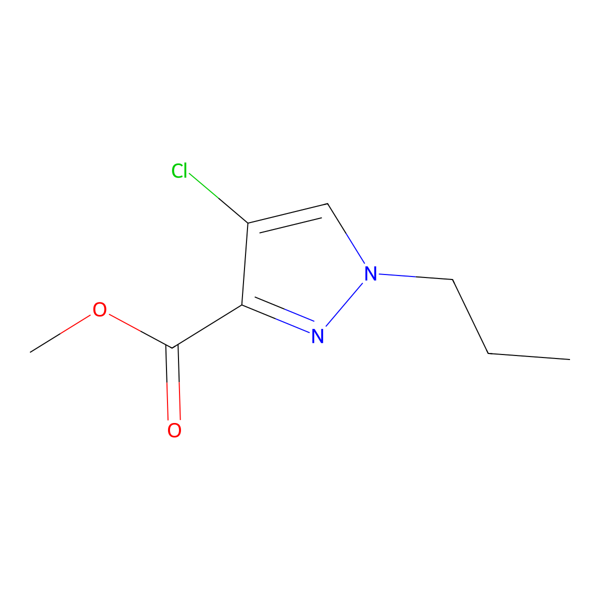methyl 4-chloro-1-propyl-1H-pyrazole-3-carboxylate molecular structure, CAS 1856044-61-5