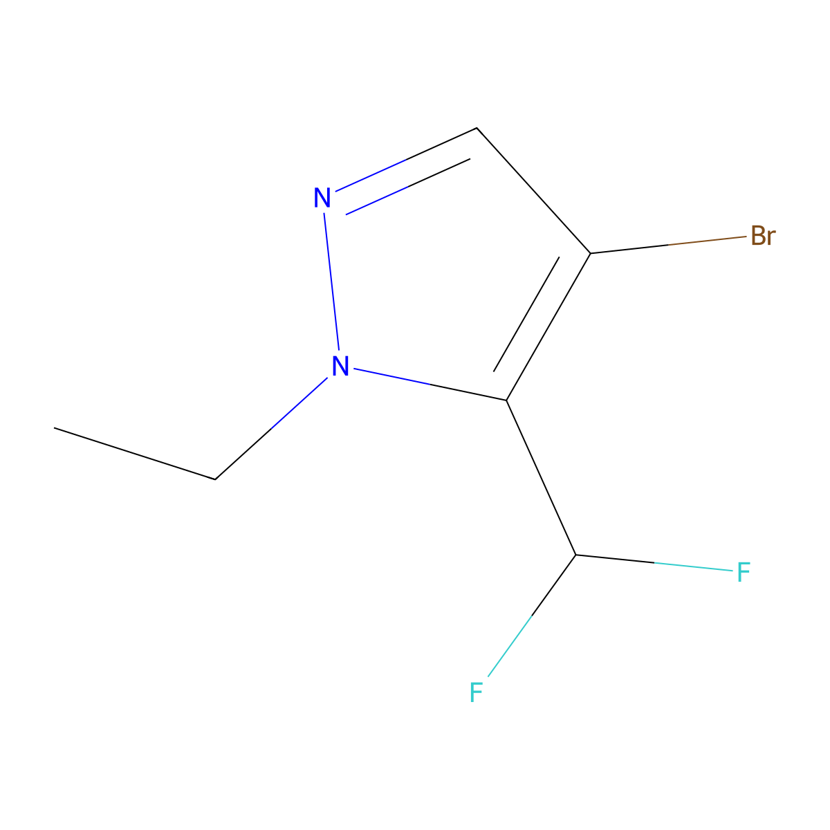 4-bromo-5-(difluoromethyl)-1-ethyl-1H-pyrazole molecular structure, CAS 1856046-48-4