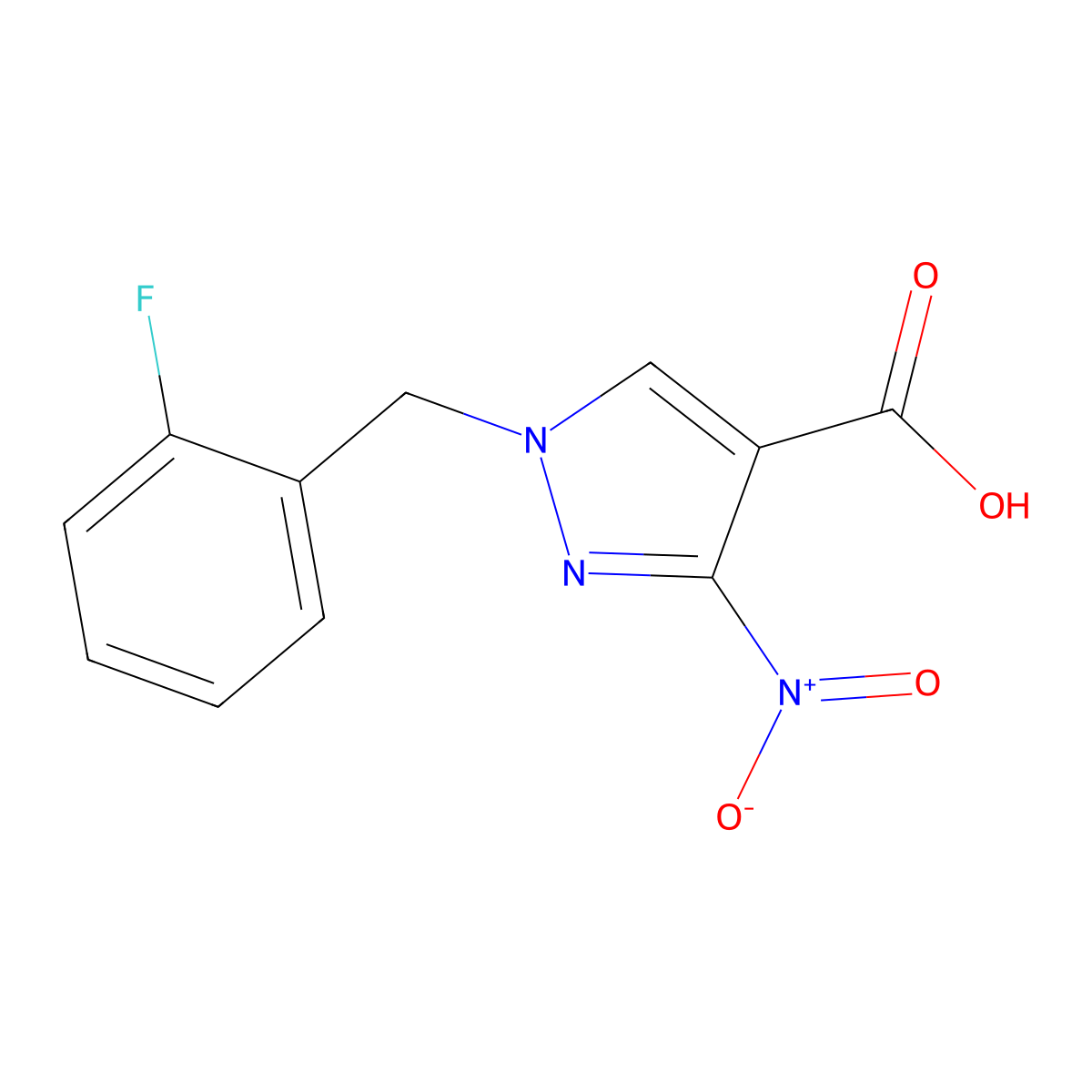 1-(2-fluorobenzyl)-3-nitro-1H-pyrazole-4-carboxylic acid molecular structure, CAS 1856047-49-8