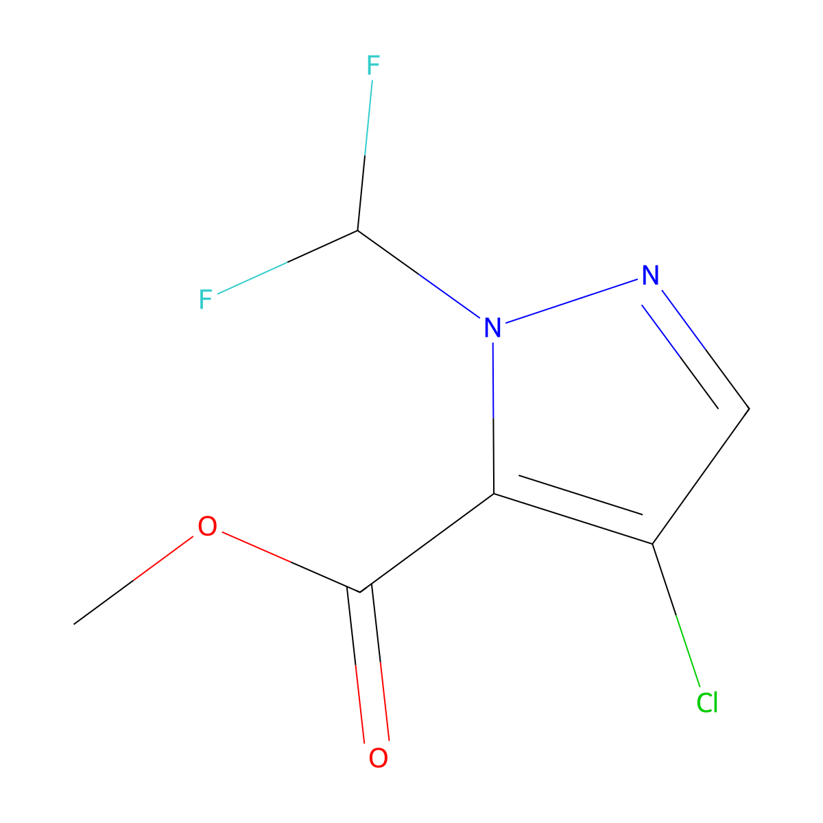 methyl 4-chloro-1-(difluoromethyl)-1H-pyrazole-5-carboxylate molecular structure, CAS 1856048-82-2