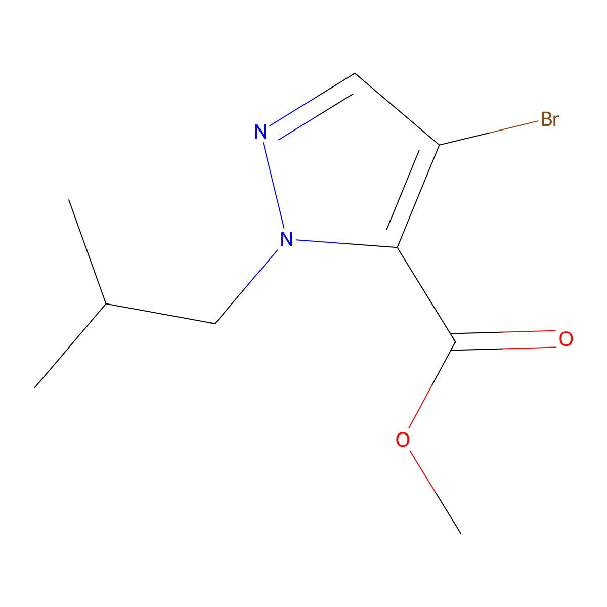 methyl 4-bromo-1-isobutyl-1H-pyrazole-5-carboxylate molecular structure, CAS 1856048-84-4