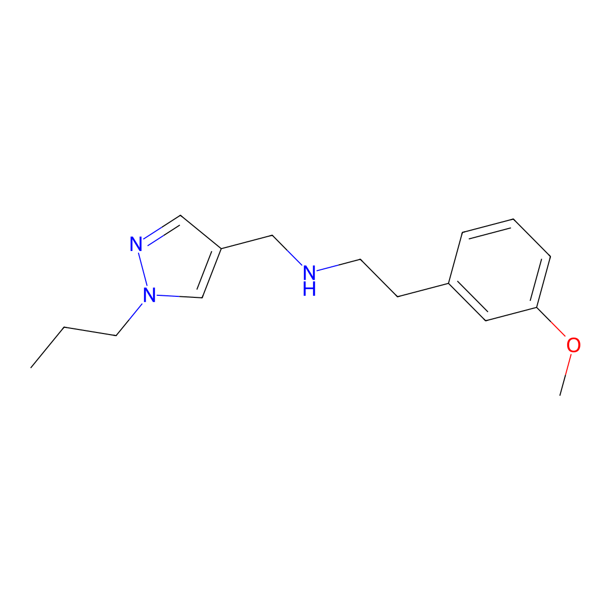 [2-(3-methoxyphenyl)ethyl][(1-propyl-1H-pyrazol-4-yl)methyl]amine molecular structure, CAS 1856049-34-7