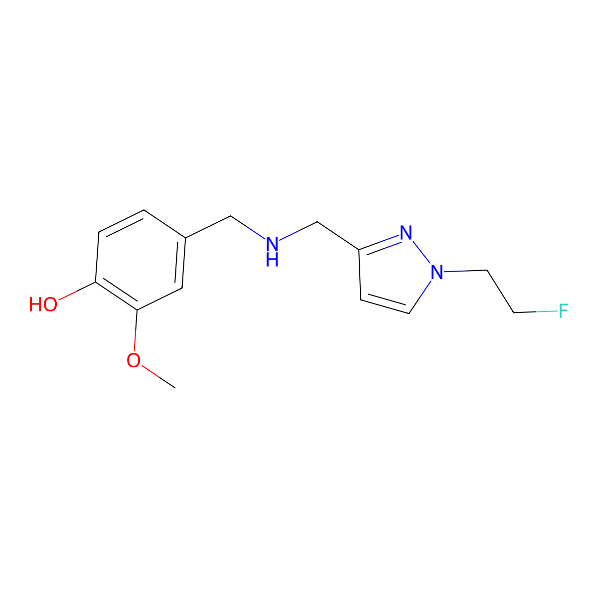 4-[({[1-(2-fluoroethyl)-1H-pyrazol-3-yl]methyl}amino)methyl]-2-methoxyphenol molecular structure, CAS 1856050-72-0