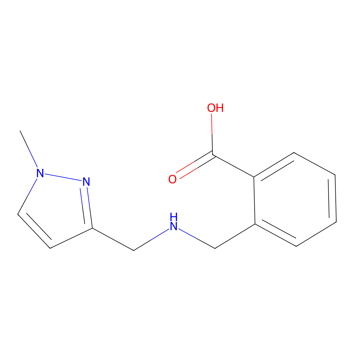 2-({[(1-methyl-1H-pyrazol-3-yl)methyl]amino}methyl)benzoic acid molecular structure, CAS 1856053-17-2