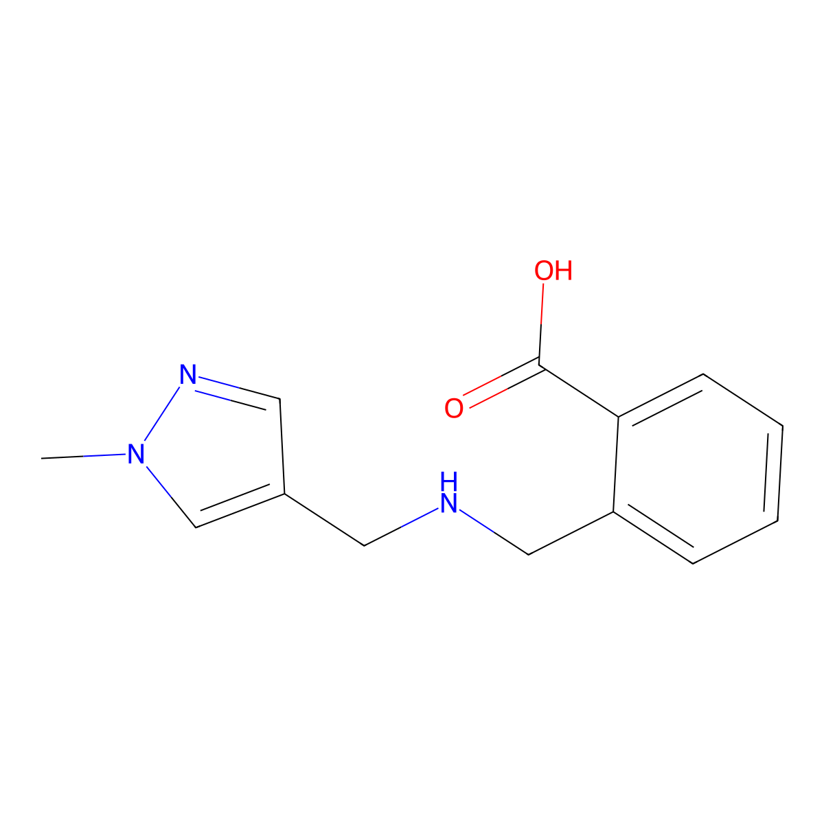 2-({[(1-methyl-1H-pyrazol-4-yl)methyl]amino}methyl)benzoic acid molecular structure, CAS 1856057-63-0