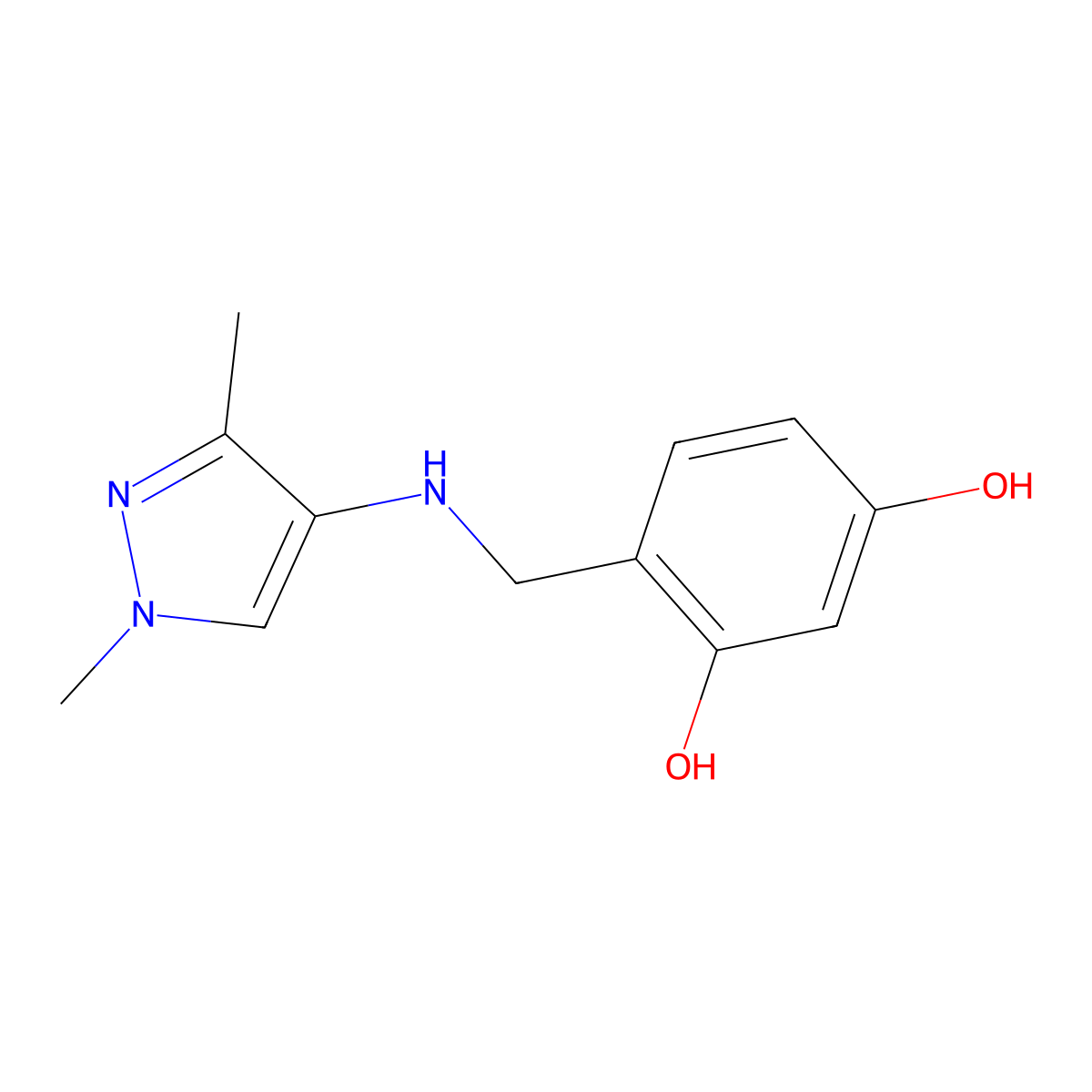 4-{[(1,3-Dimethyl-1H-pyrazol-4-YL)amino]methyl}benzene-1,3-diol molecular structure, CAS 1856058-11-1