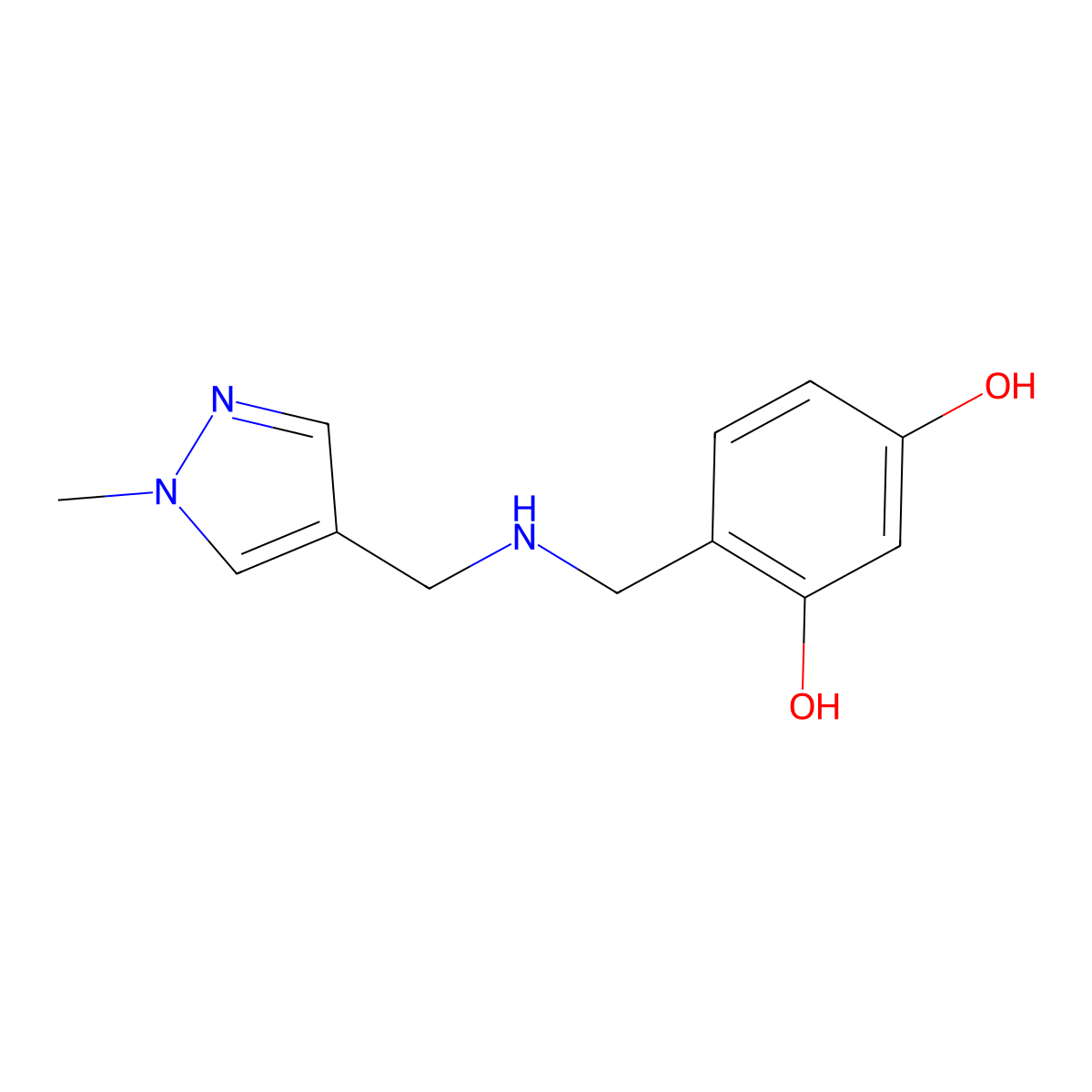 4-({[(1-Methyl-1H-pyrazol-4-YL)methyl]amino}methyl)benzene-1,3-diol molecular structure, CAS 1856058-26-8