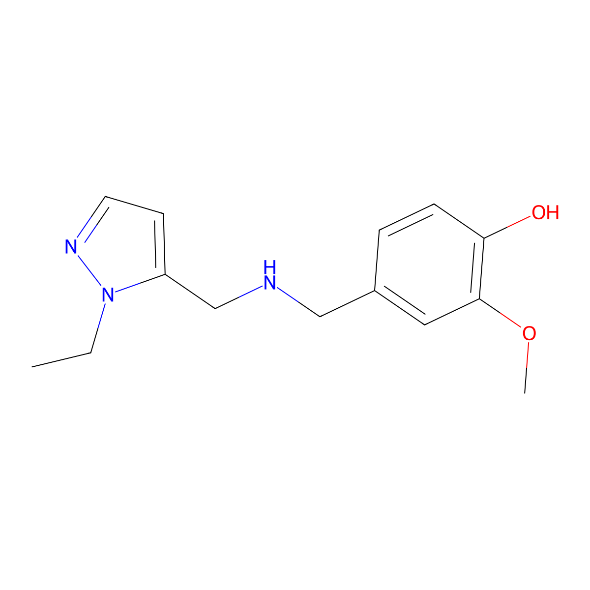 4-({[(1-Ethyl-1H-pyrazol-5-YL)methyl]amino}methyl)-2-methoxyphenol molecular structure, CAS 1856059-56-7