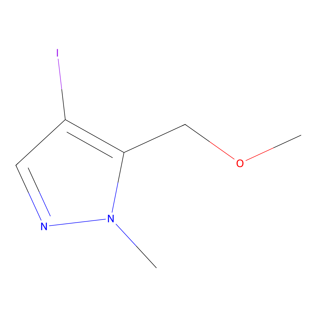 4-iodo-5-(methoxymethyl)-1-methyl-1H-pyrazole molecular structure, CAS 1856059-59-0