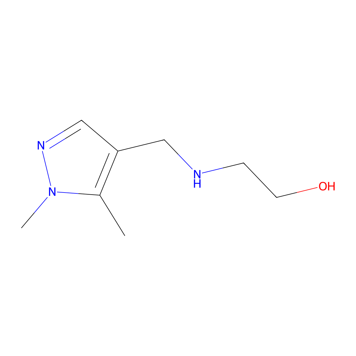 2-{[(1,5-dimethyl-1H-pyrazol-4-yl)methyl]amino}ethan-1-ol molecular structure, CAS 1856060-76-8