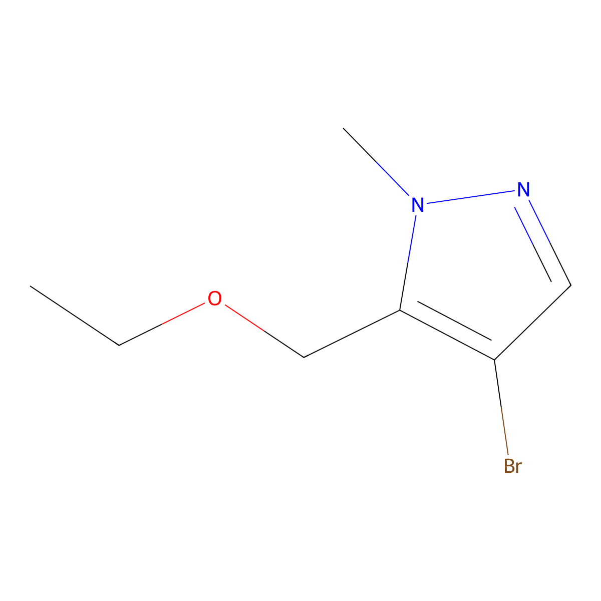 4-bromo-5-(ethoxymethyl)-1-methyl-1H-pyrazole molecular structure, CAS 1856061-17-0