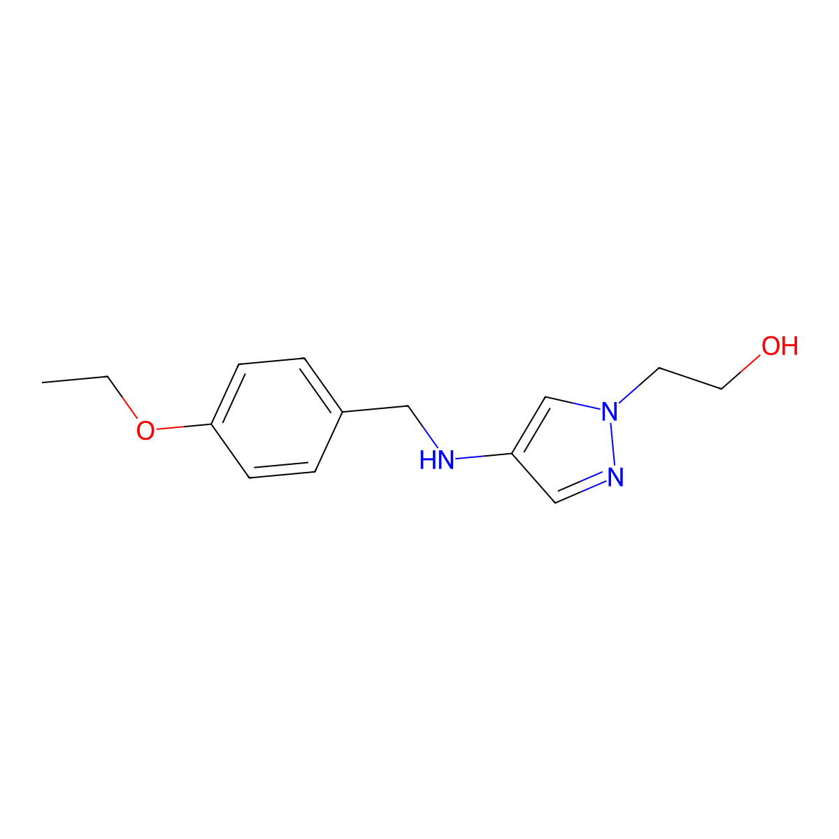 2-(4-{[(4-ethoxyphenyl)methyl]amino}-1H-pyrazol-1-yl)ethan-1-ol molecular structure, CAS 1856061-65-8