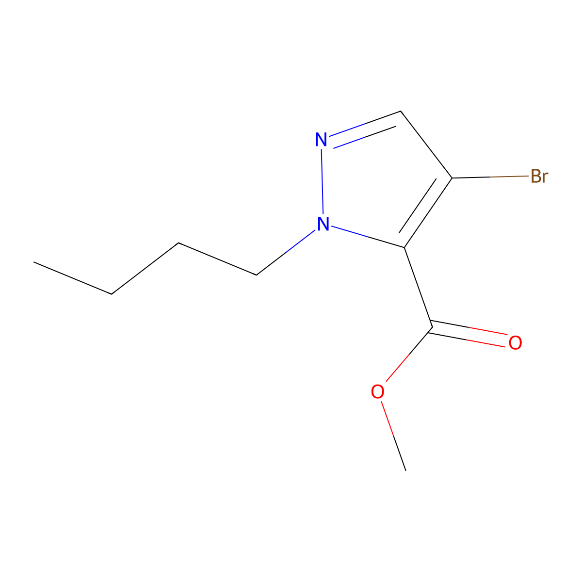 methyl 4-bromo-1-butyl-1H-pyrazole-5-carboxylate molecular structure, CAS 1856062-84-4