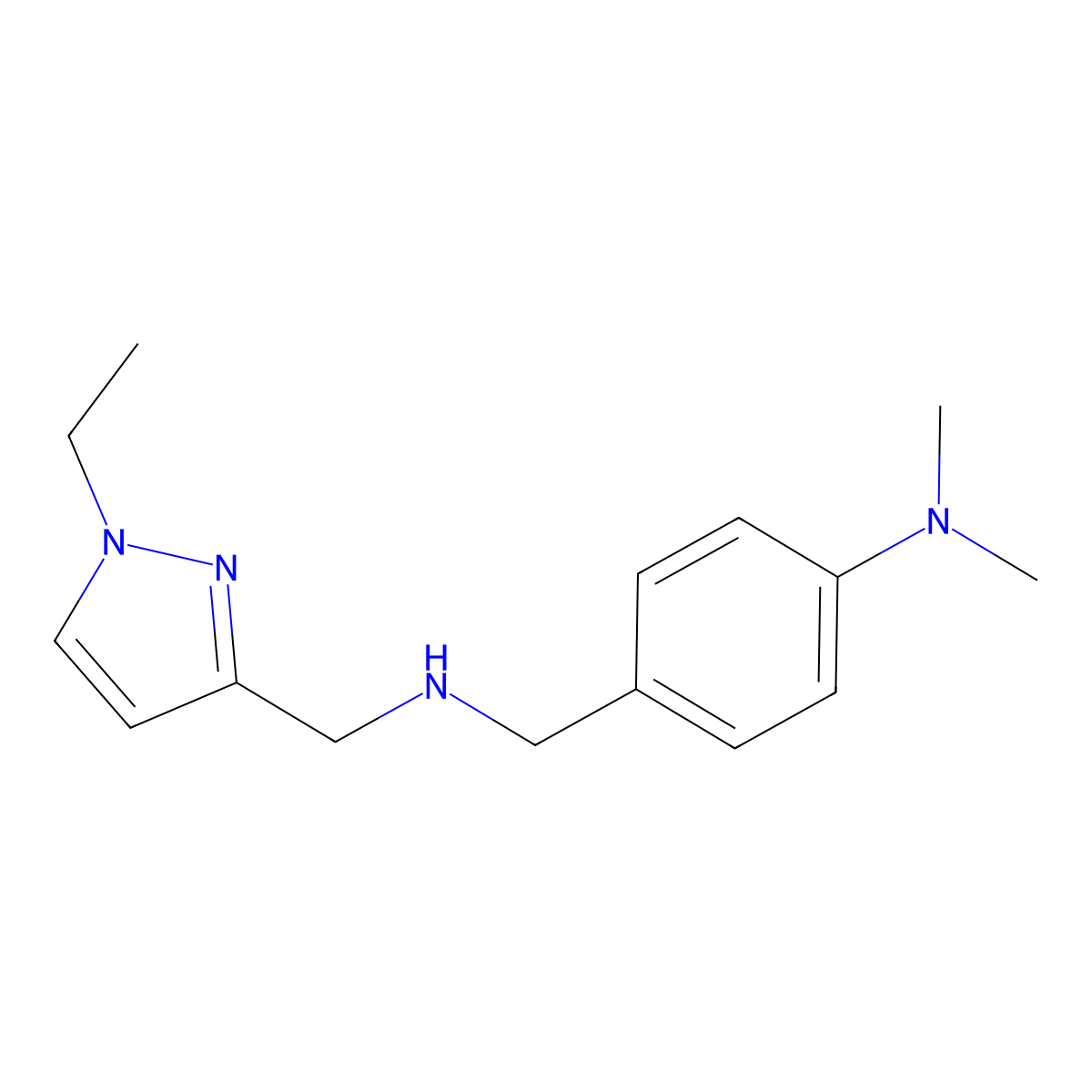 4-({[(1-ethyl-1H-pyrazol-3-yl)methyl]amino}methyl)-N,N-dimethylaniline molecular structure, CAS 1856063-53-0