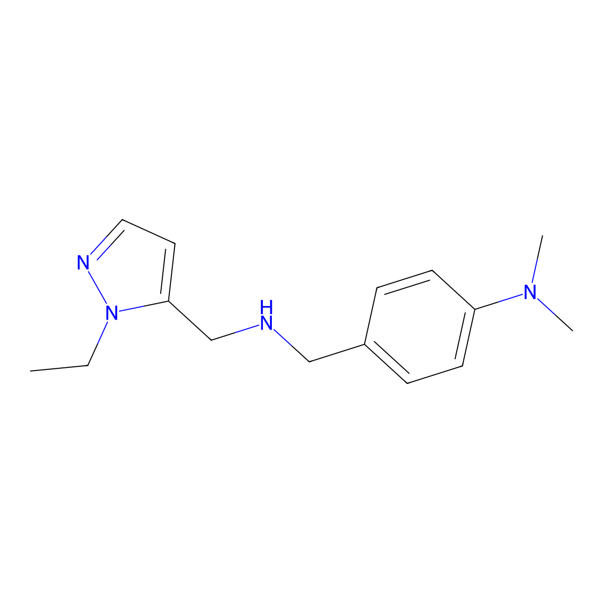 4-({[(1-ethyl-1H-pyrazol-5-yl)methyl]amino}methyl)-N,N-dimethylaniline molecular structure, CAS 1856063-65-4