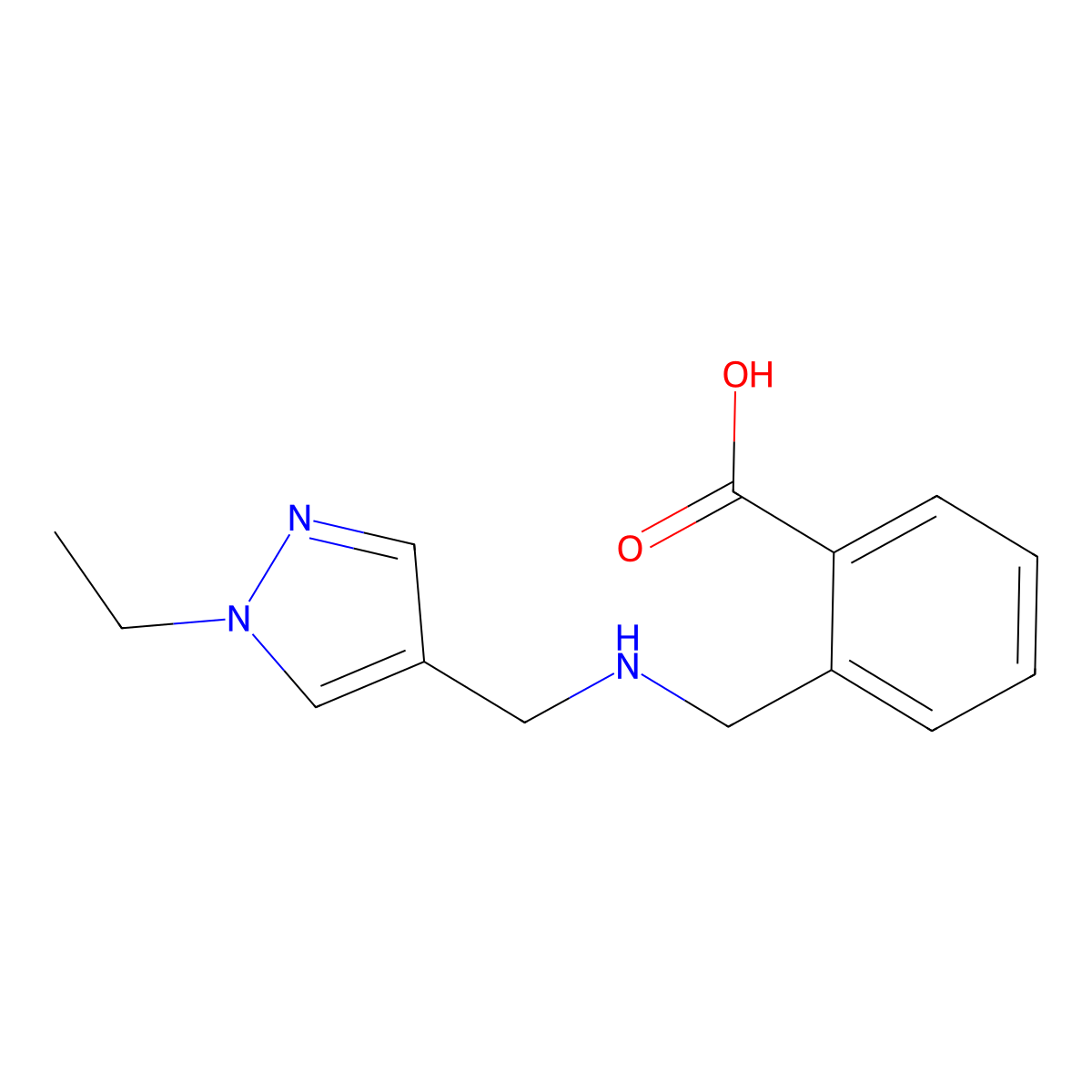 2-({[(1-ethyl-1H-pyrazol-4-yl)methyl]amino}methyl)benzoic acid molecular structure, CAS 1856063-94-9