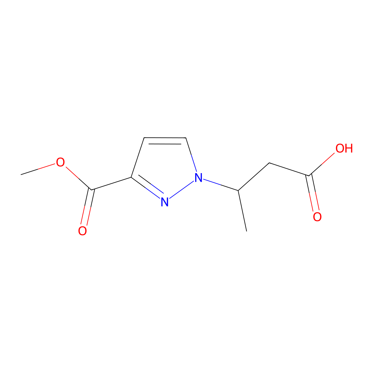 3-[3-(methoxycarbonyl)-1H-pyrazol-1-yl]butanoic acid molecular structure, CAS 1856064-65-7