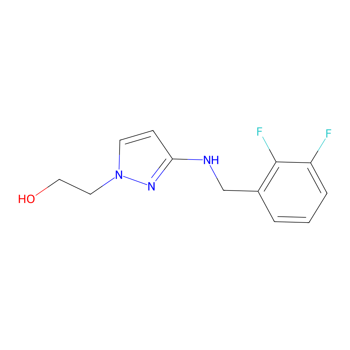 2-(3-{[(2,3-difluorophenyl)methyl]amino}-1H-pyrazol-1-yl)ethan-1-ol molecular structure, CAS 1856066-02-8