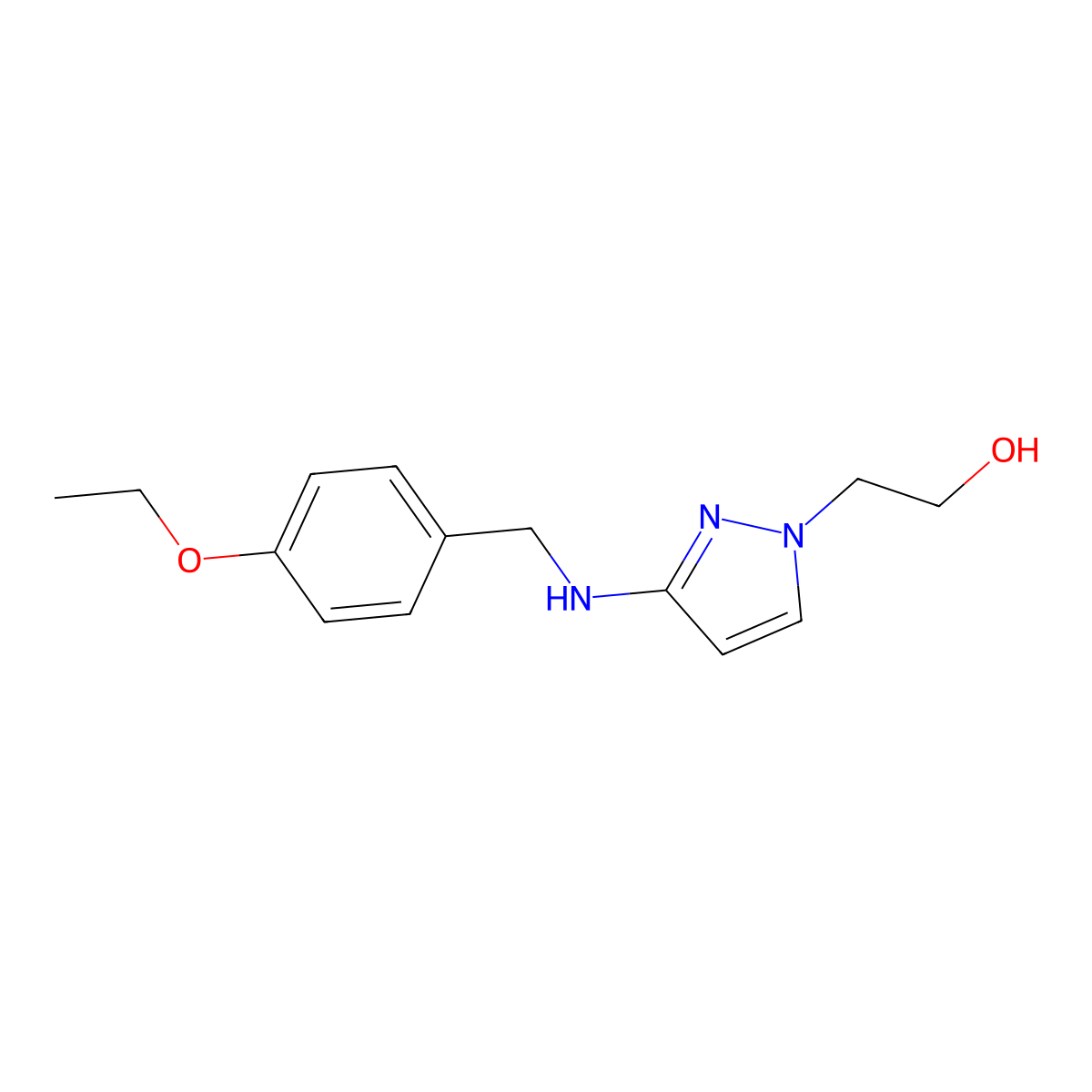 2-(3-{[(4-ethoxyphenyl)methyl]amino}-1H-pyrazol-1-yl)ethan-1-ol molecular structure, CAS 1856069-50-5
