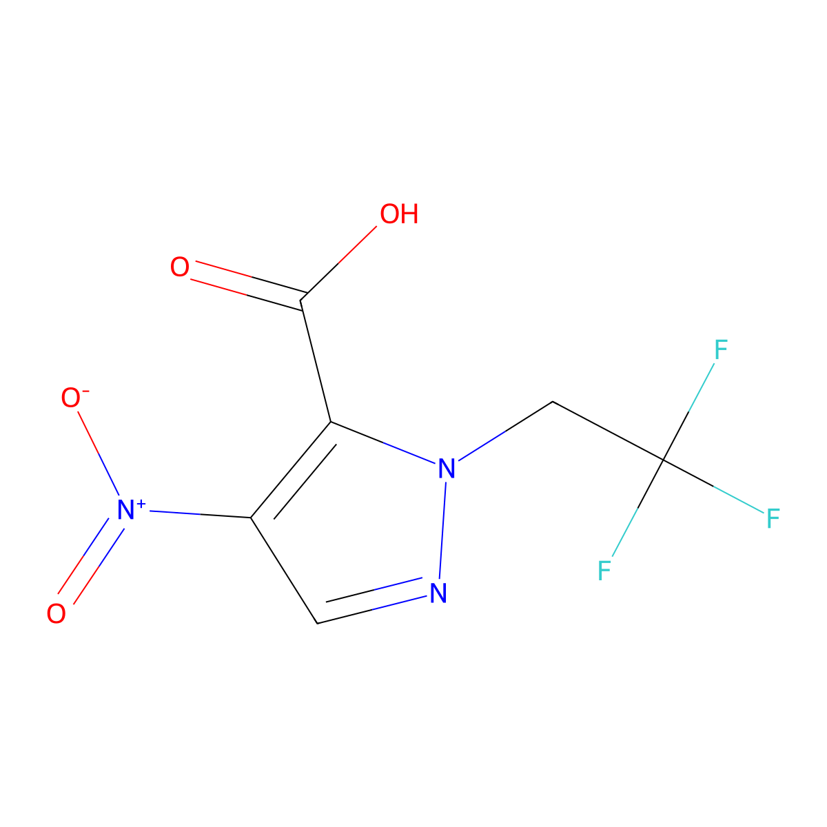 4-nitro-1-(2,2,2-trifluoroethyl)-1H-pyrazole-5-carboxylic acid molecular structure, CAS 1856071-62-9