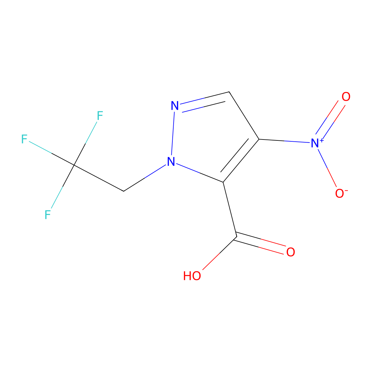 4-nitro-1-(2,2,2-trifluoroethyl)-1H-pyrazole-5-carboxylic acid molecular structure, CAS 1856071-62-9