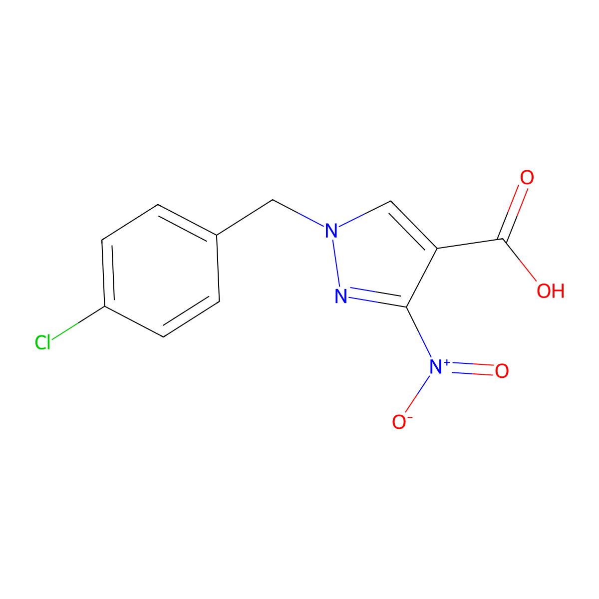 1-(4-chlorobenzyl)-3-nitro-1H-pyrazole-4-carboxylic acid molecular structure, CAS 1856072-04-2