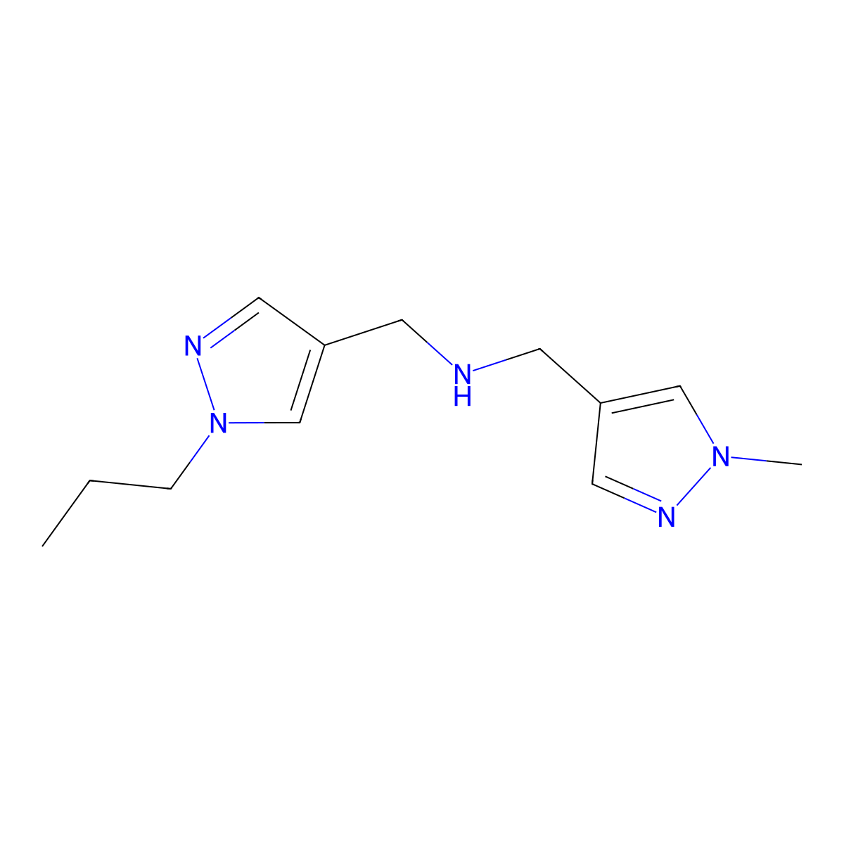 [(1-methyl-1H-pyrazol-4-yl)methyl][(1-propyl-1H-pyrazol-4-yl)methyl]amine molecular structure, CAS 1856072-08-6