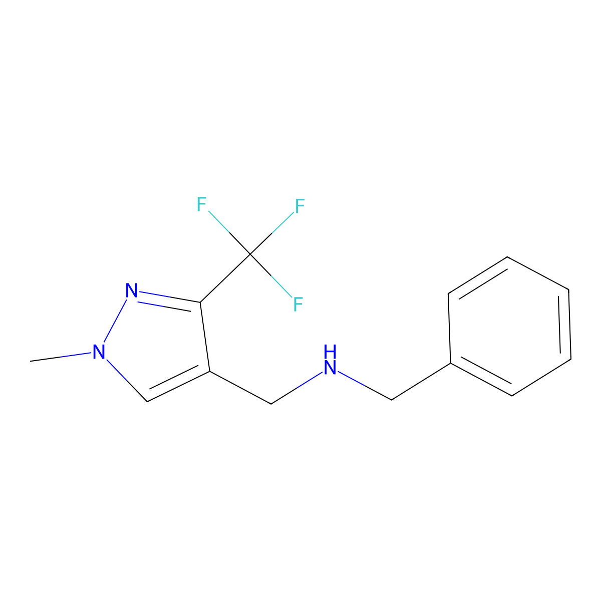 benzyl({[1-methyl-3-(trifluoromethyl)-1H-pyrazol-4-yl]methyl})amine molecular structure, CAS 1856073-03-4