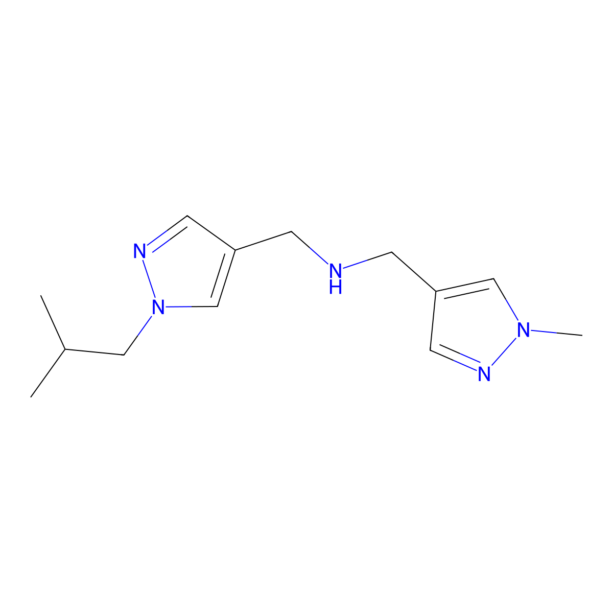 [(1-methyl-1H-pyrazol-4-yl)methyl]({[1-(2-methylpropyl)-1H-pyrazol-4-yl]methyl})amine molecular structure, CAS 1856074-83-3