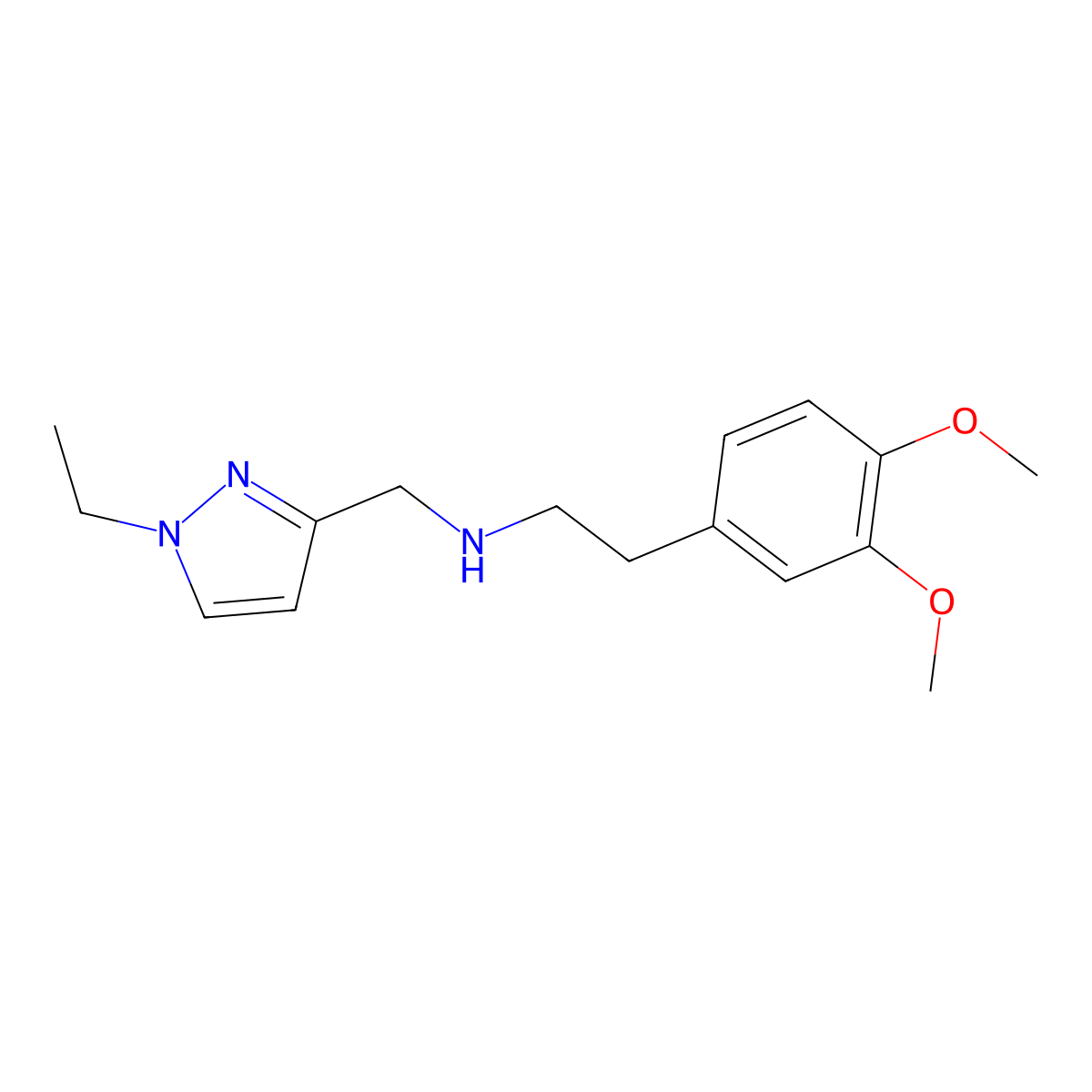 [2-(3,4-dimethoxyphenyl)ethyl][(1-ethyl-1H-pyrazol-3-yl)methyl]amine molecular structure, CAS 1856075-26-7