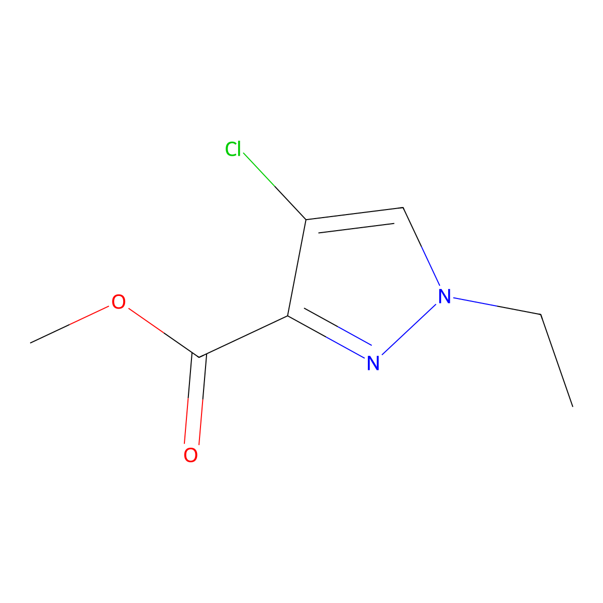 methyl 4-chloro-1-ethyl-1H-pyrazole-3-carboxylate molecular structure, CAS 1856075-60-9