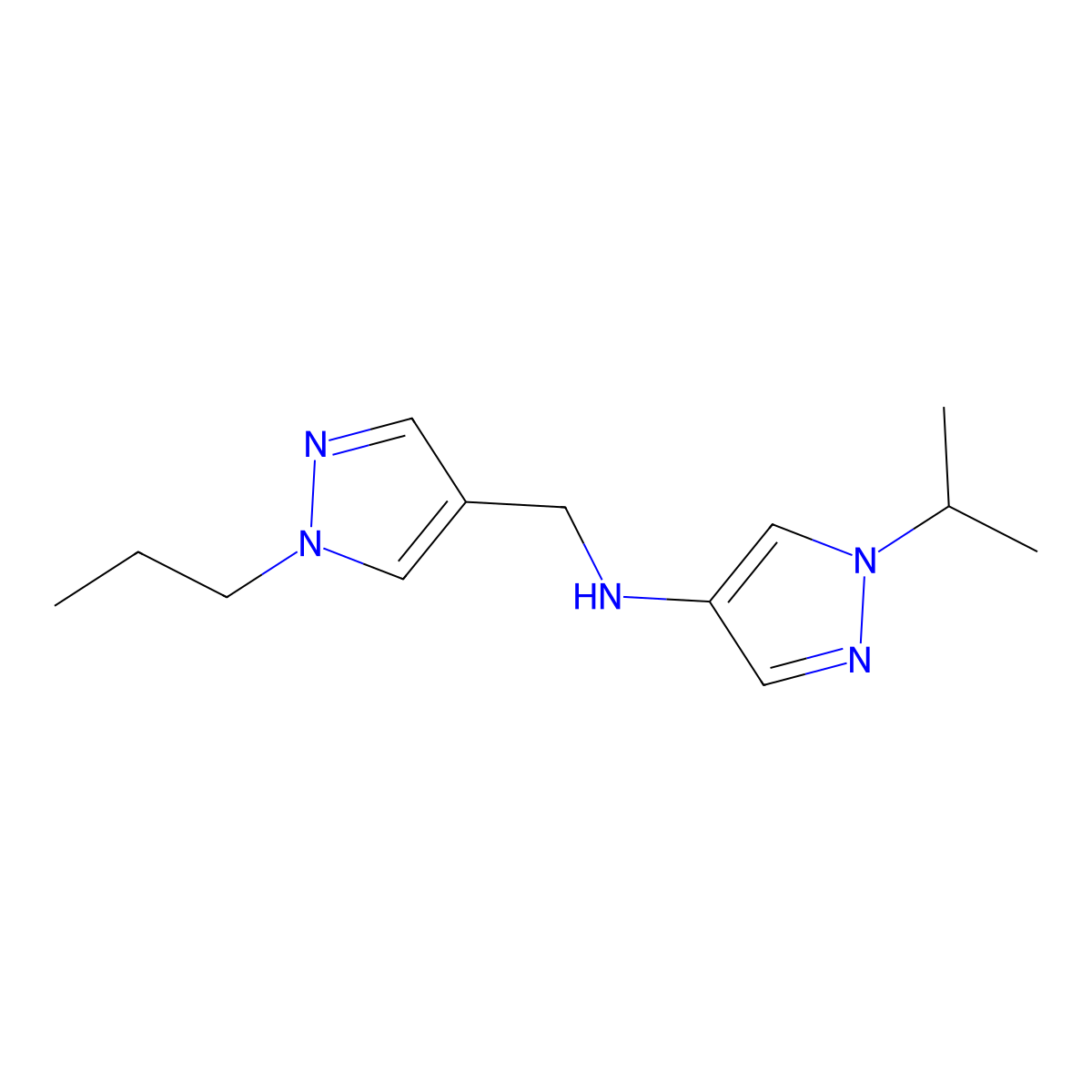 1-(propan-2-yl)-N-[(1-propyl-1H-pyrazol-4-yl)methyl]-1H-pyrazol-4-amine molecular structure, CAS 1856075-63-2