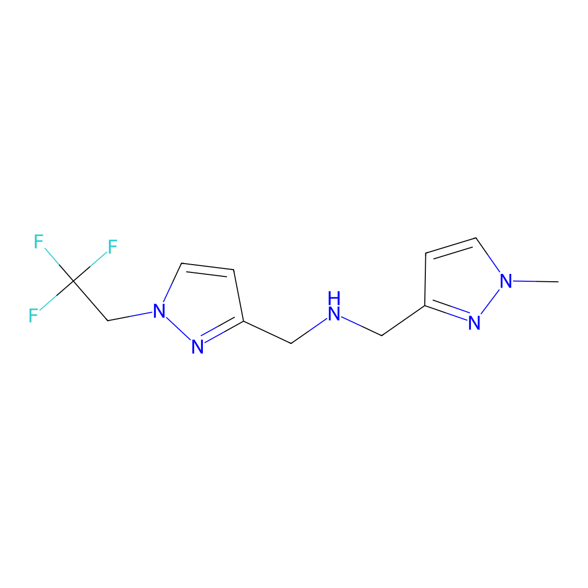 [(1-methyl-1H-pyrazol-3-yl)methyl]({[1-(2,2,2-trifluoroethyl)-1H-pyrazol-3-yl]methyl})amine molecular structure, CAS 1856076-51-1