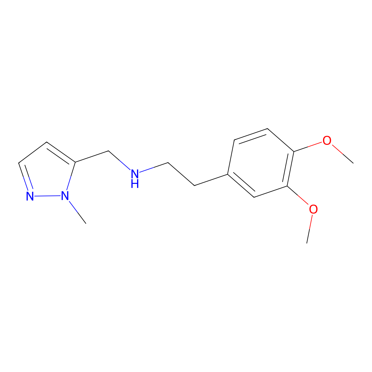 [2-(3,4-dimethoxyphenyl)ethyl][(1-methyl-1H-pyrazol-5-yl)methyl]amine molecular structure, CAS 1856077-09-2
