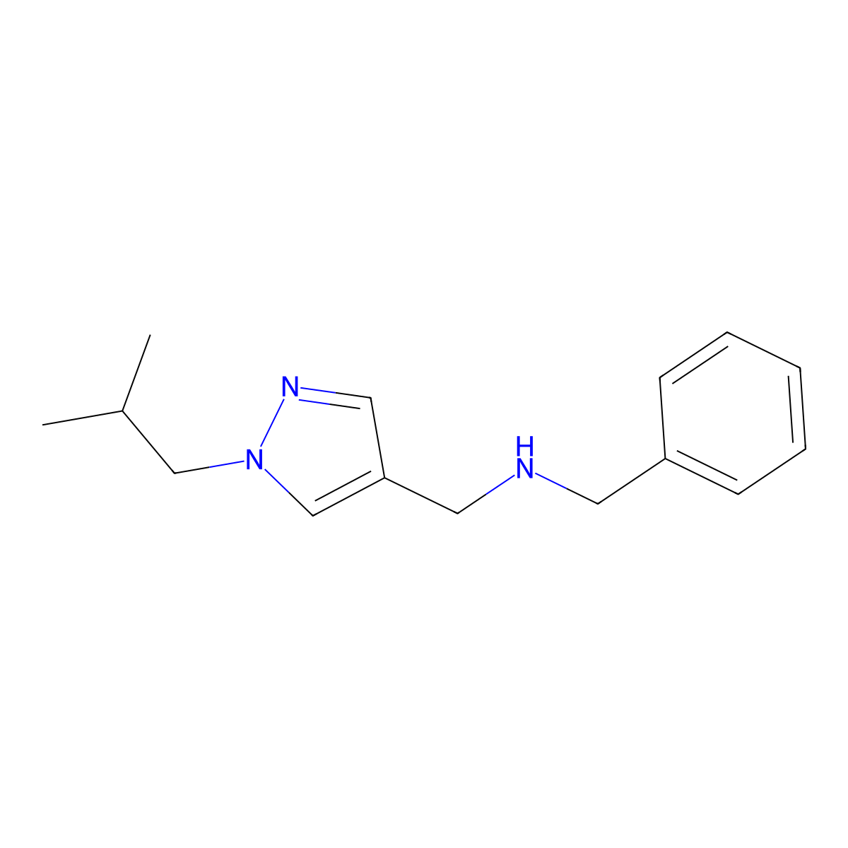 benzyl({[1-(2-methylpropyl)-1H-pyrazol-4-yl]methyl})amine molecular structure, CAS 1856081-18-9