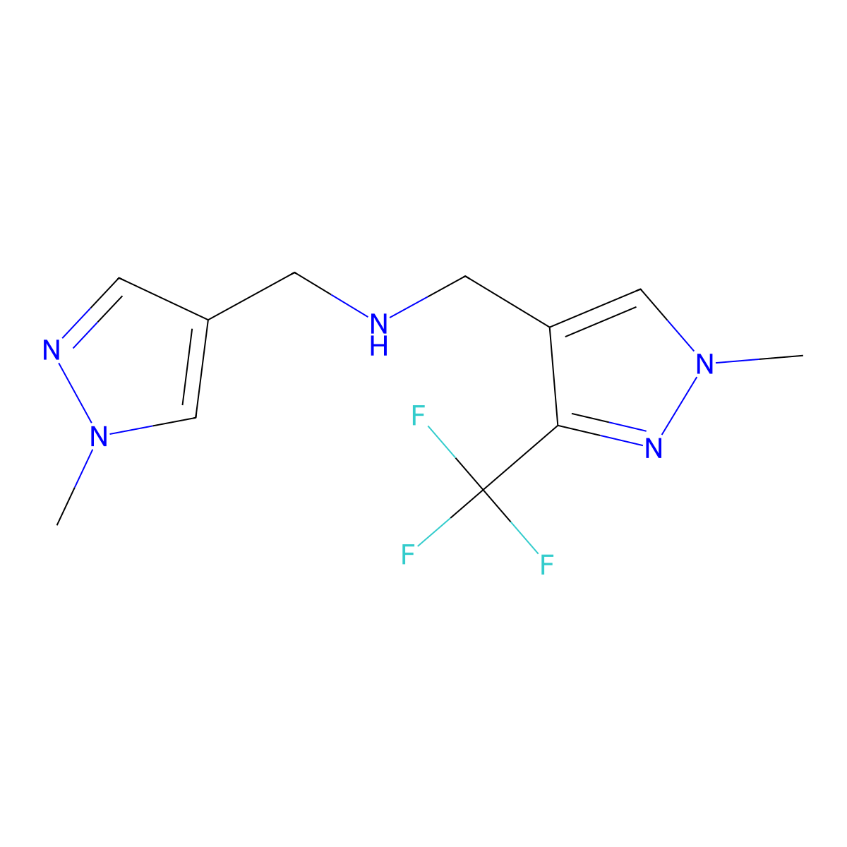 [(1-methyl-1H-pyrazol-4-yl)methyl]({[1-methyl-3-(trifluoromethyl)-1H-pyrazol-4-yl]methyl})amine molecular structure, CAS 1856083-01-6