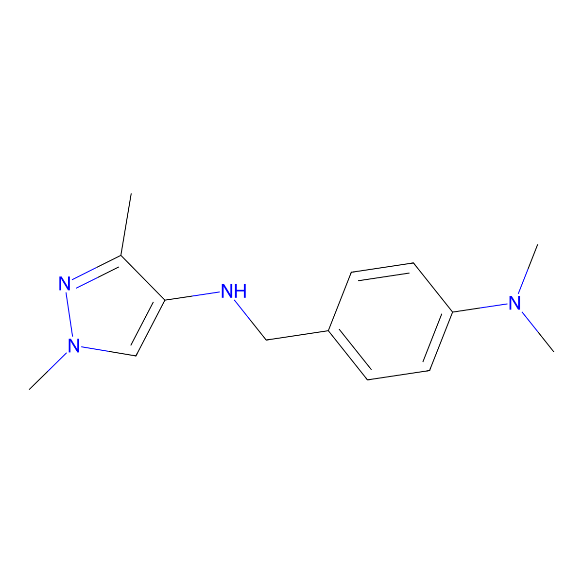 N-{[4-(dimethylamino)phenyl]methyl}-1,3-dimethyl-1H-pyrazol-4-amine molecular structure, CAS 1856083-95-8