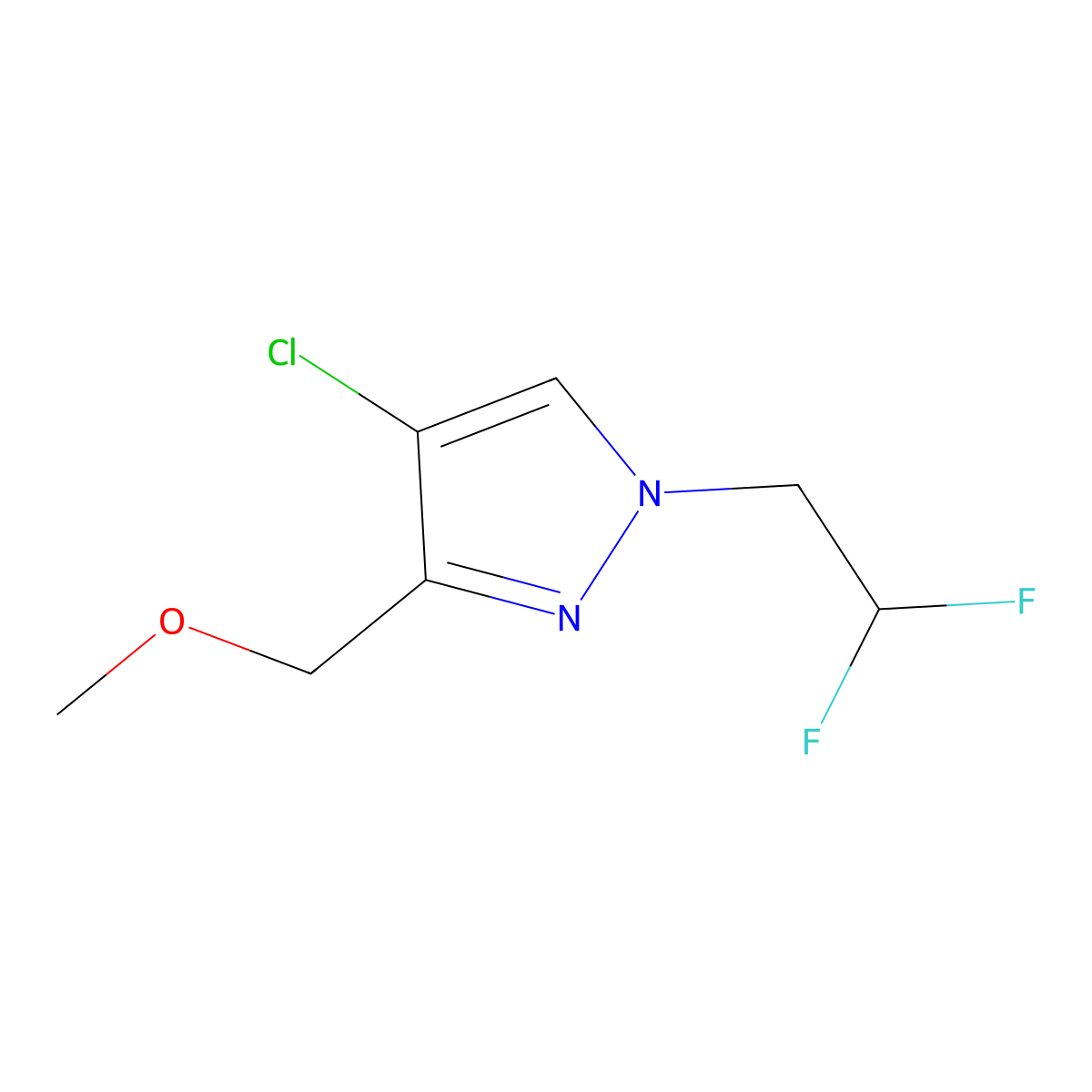 4-chloro-1-(2,2-difluoroethyl)-3-(methoxymethyl)-1H-pyrazole molecular structure, CAS 1856083-96-9