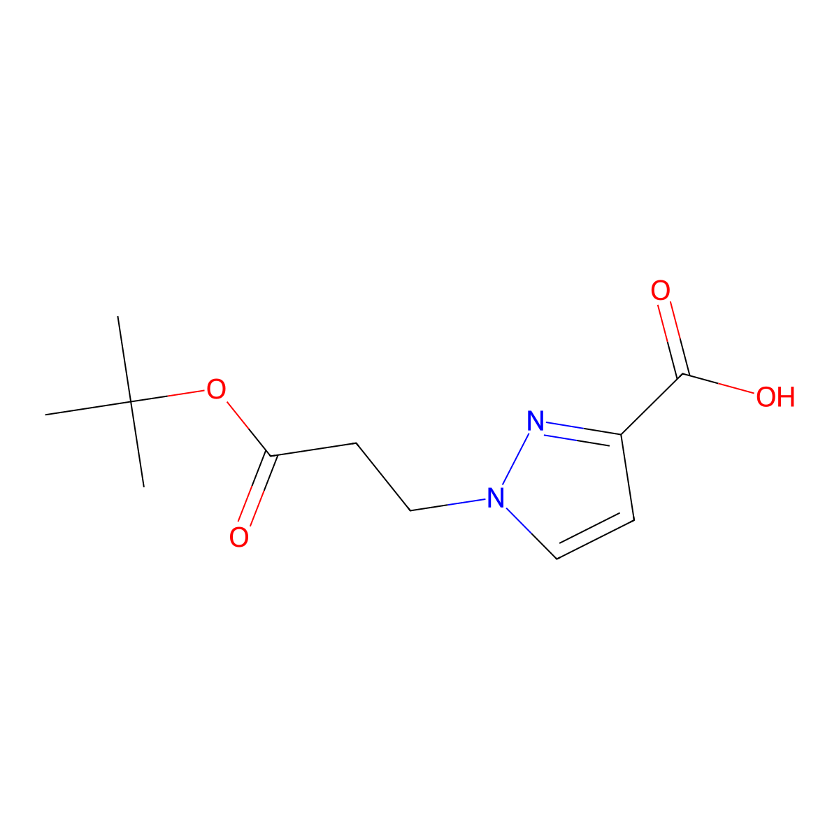 1-(3-tert-butoxy-3-oxopropyl)-1H-pyrazole-3-carboxylic acid molecular structure, CAS 1856084-18-8