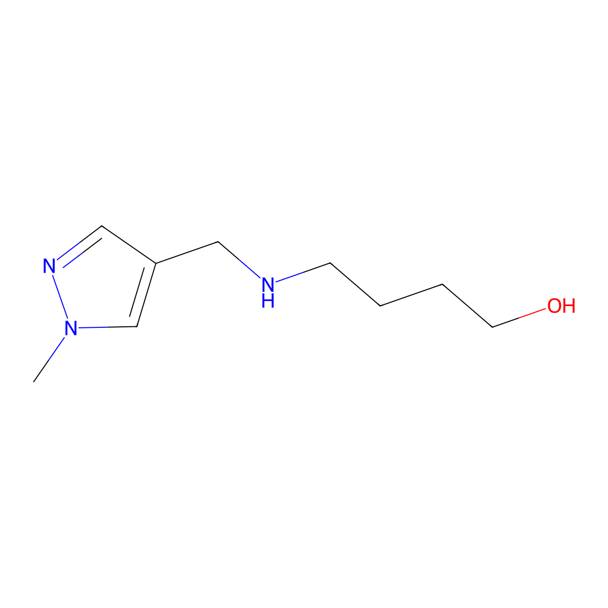 4-{[(1-methyl-1H-pyrazol-4-yl)methyl]amino}butan-1-ol molecular structure, CAS 1856085-42-1